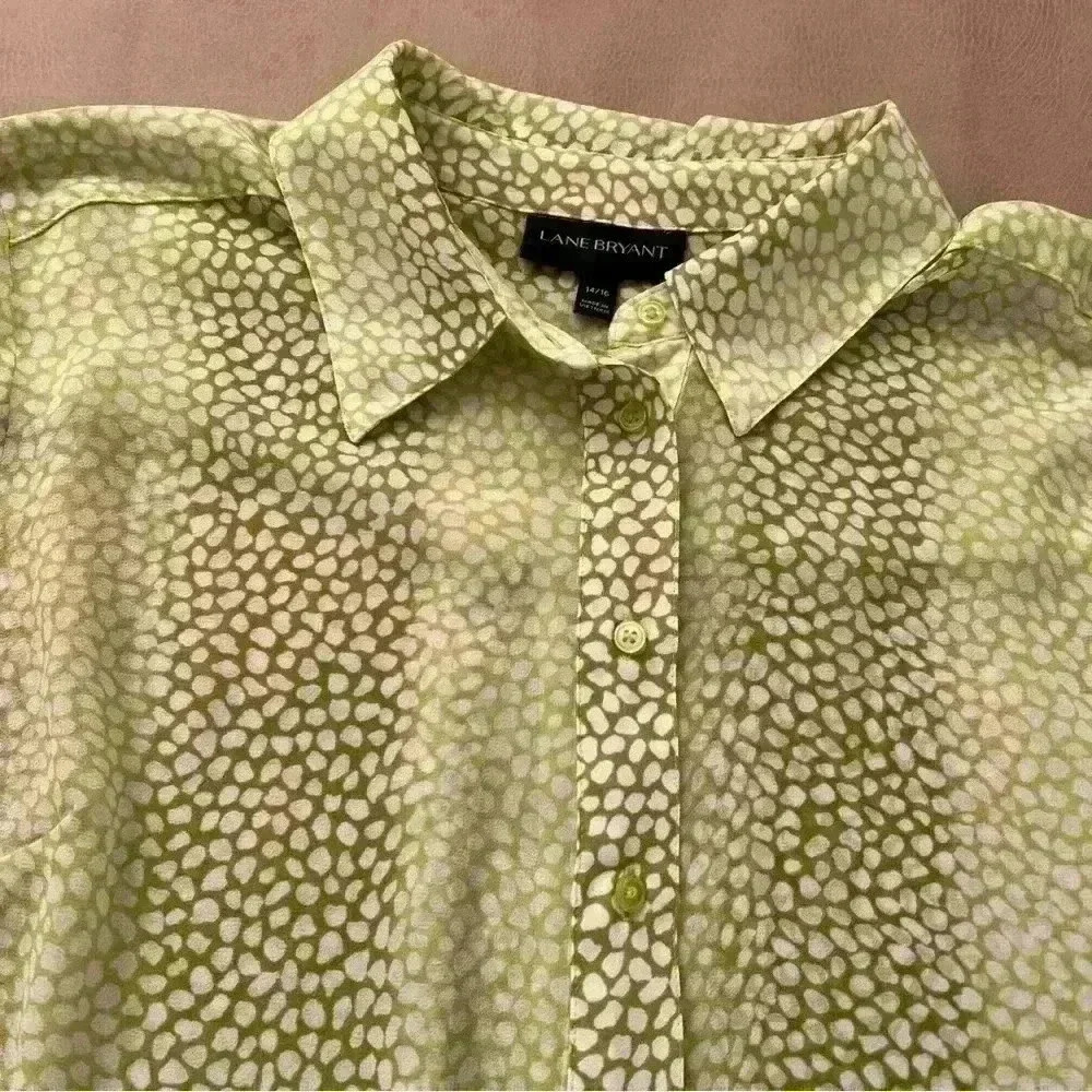 Lane Bryant Green Patterned Blouse - Picture 6 of 12